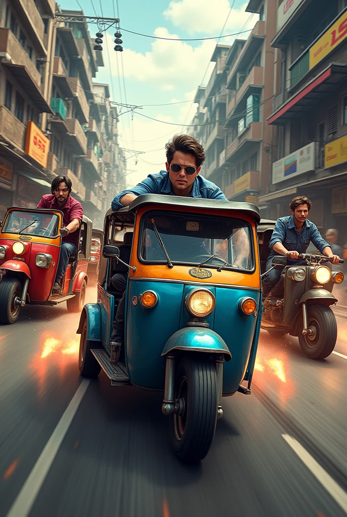 Create a cover identical to THE FAST AND THE FURIOUS but instead of cars you put some well-tuned and sporty tuk tuks. INCLUDE THE TITLE THE FAST AND THE FURIOUS