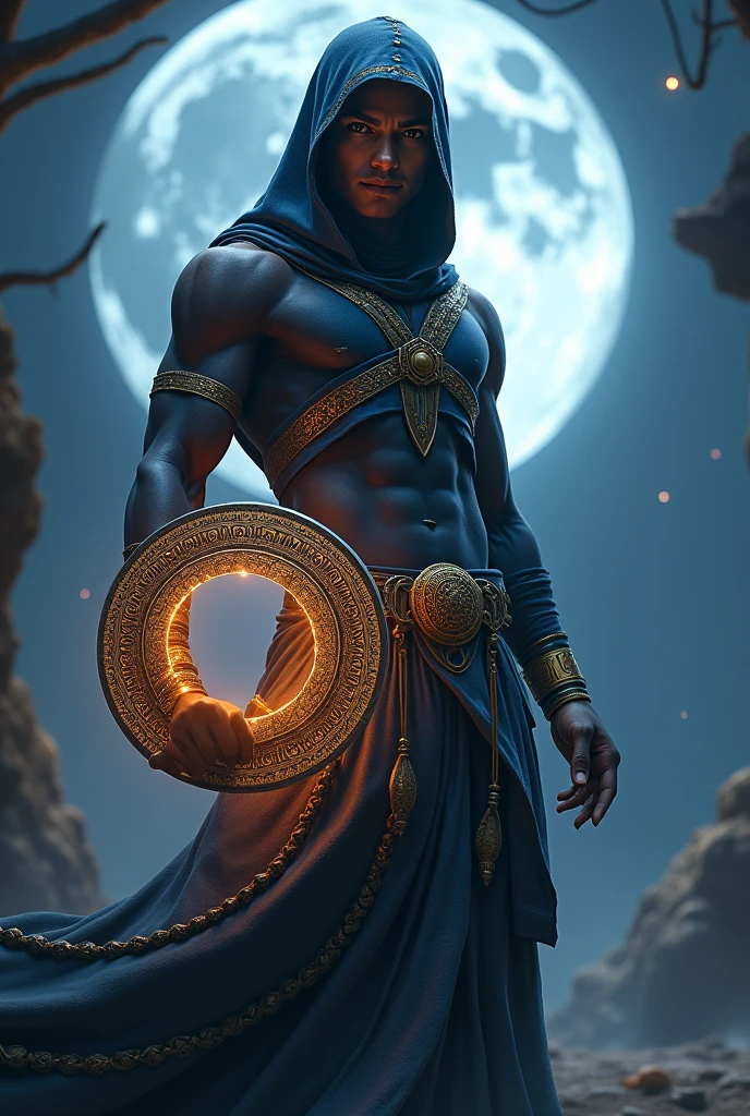 moon knight 20 years old Indian version holding a chakra