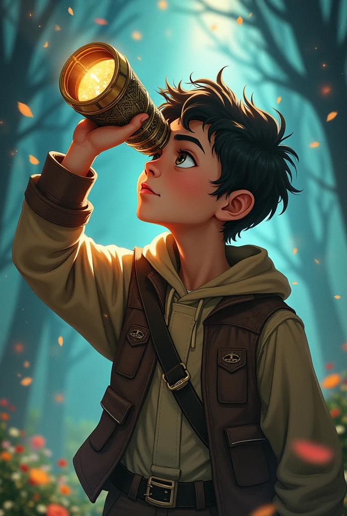 A young man with a magic spyglass that sees good and evil