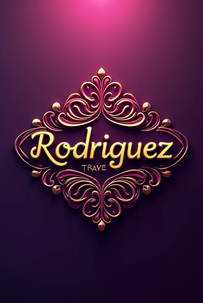 Logo of the Rodriguez trade in fuchsia gold and purple