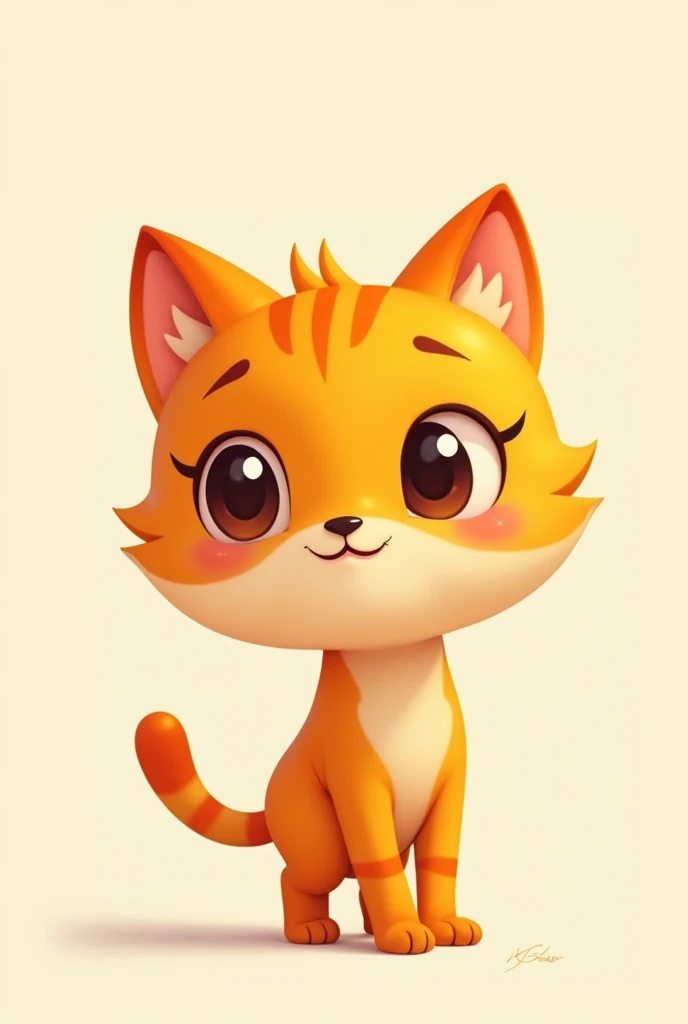 Create a 2D style character with a cat head, make it orange