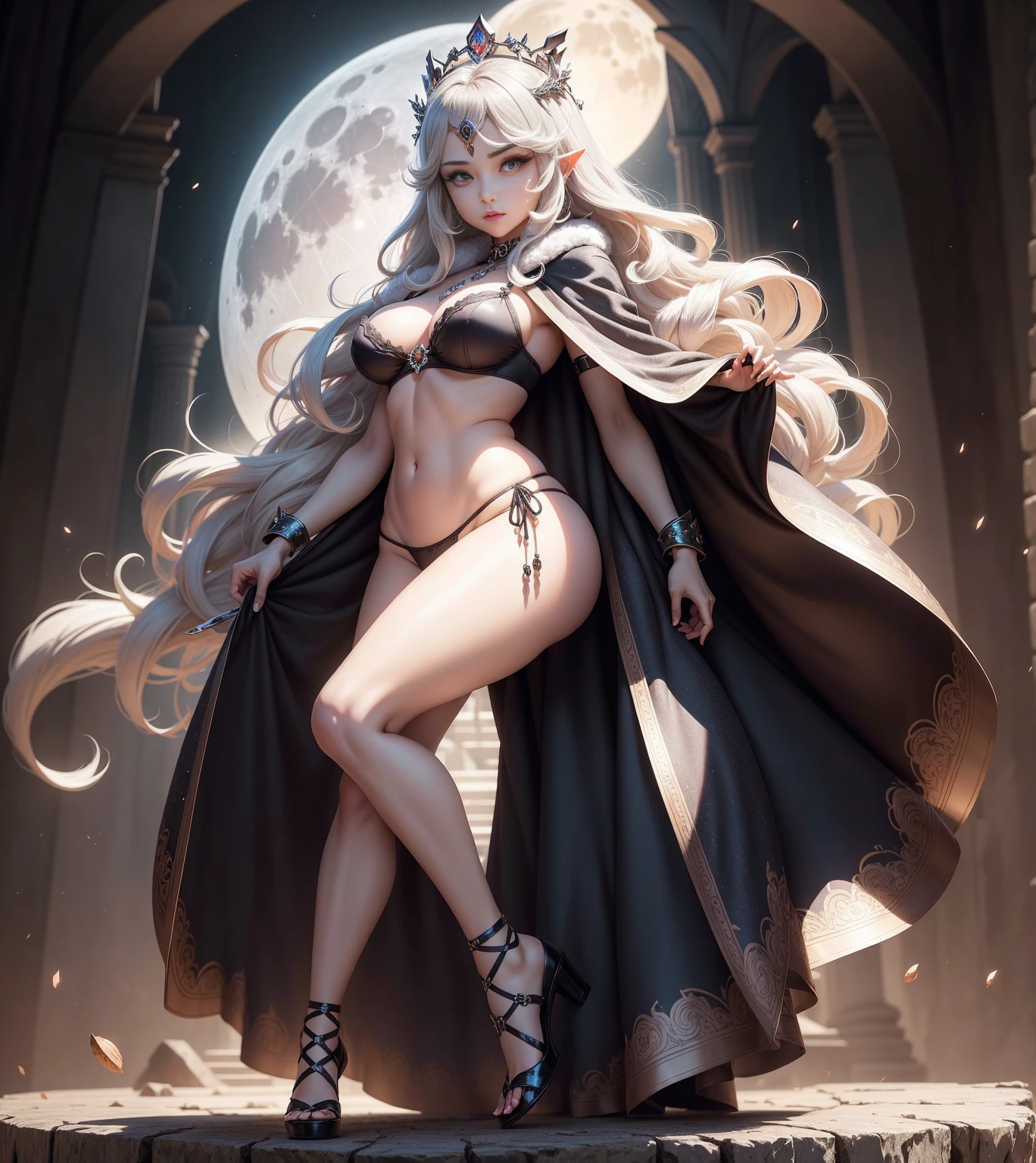 goddess, work of art, light background, sexy animated woman in a fur coat, wearing sexy shoes, goddess crown, moon witch, moon goddess, large wings with a elsword, 1 girl,, witch tem, standing alone, long hair, grey-eyed, cups, elsword, Breasts huge, big fit ass, flexible , sexy legs, sexy hips, beautiful Face, Hannahowo, RAND , Face focus, _Face, Maximoff, neckleace, cape, mitts, chestnut hair, grey-eyed, microbiquini, tiny thong, Face correction, repair Face, SEMINUA, LINEN PANTIES, thong panties, Sexy Bra, black bra