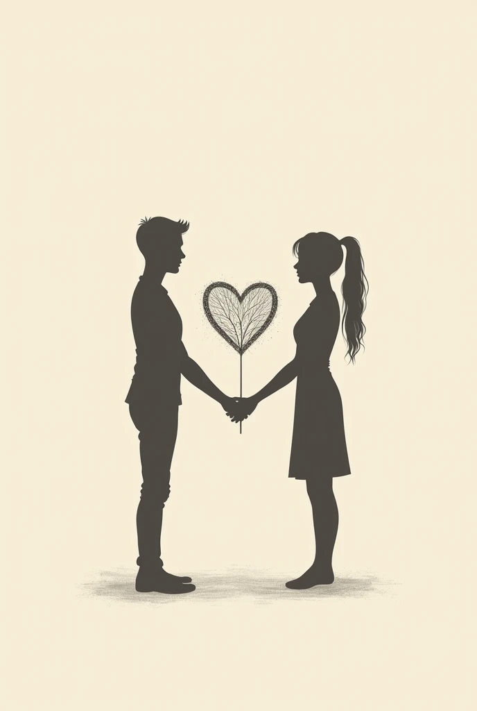 Human heart silhouette connecting two people
