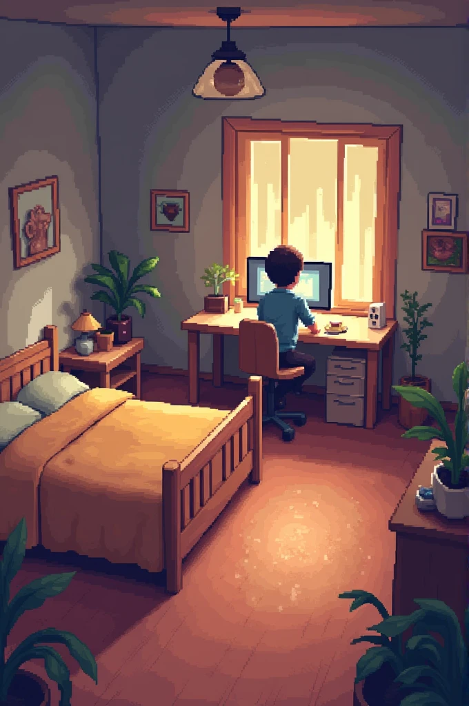 Pixelated art bedroom