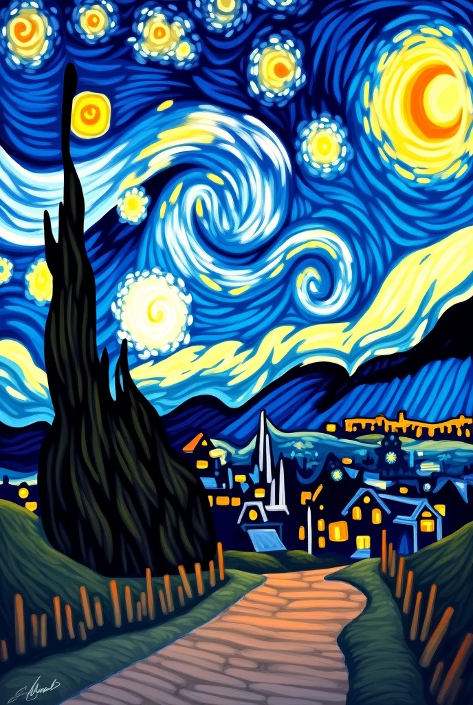 Van Gogh's Starry Night in the Colors of the LGBT Flag