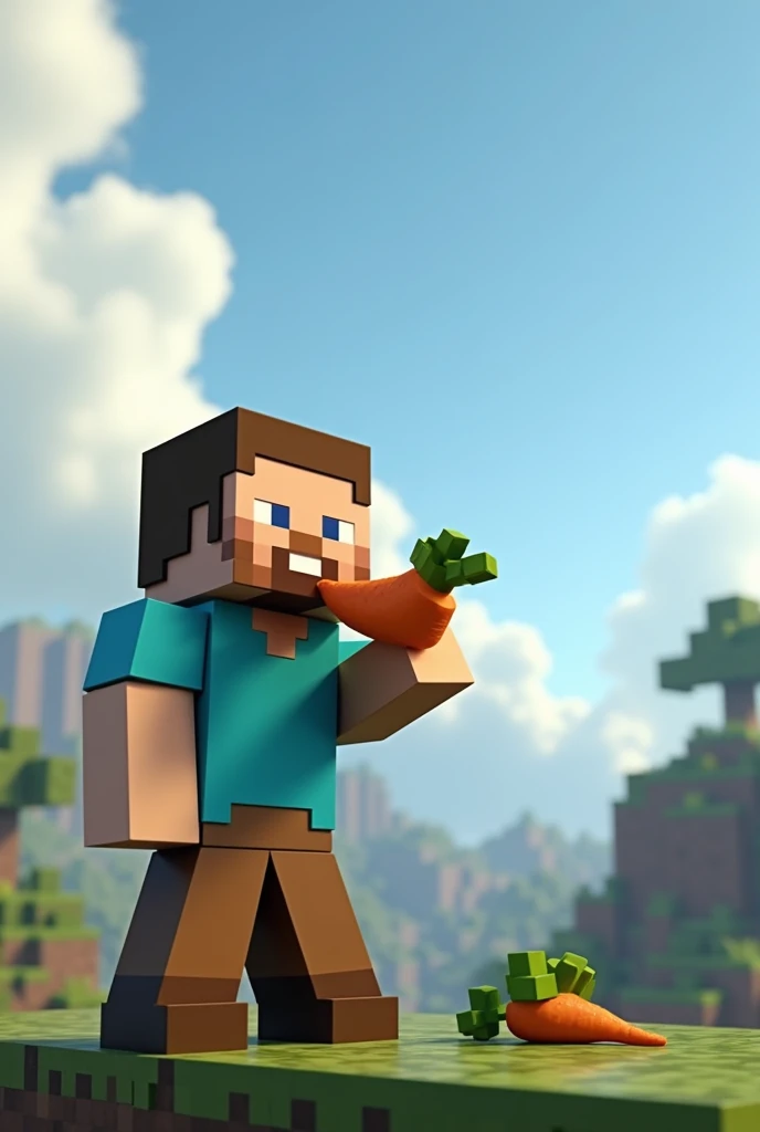 Minecraft Steve eating a carrot
In skyblock