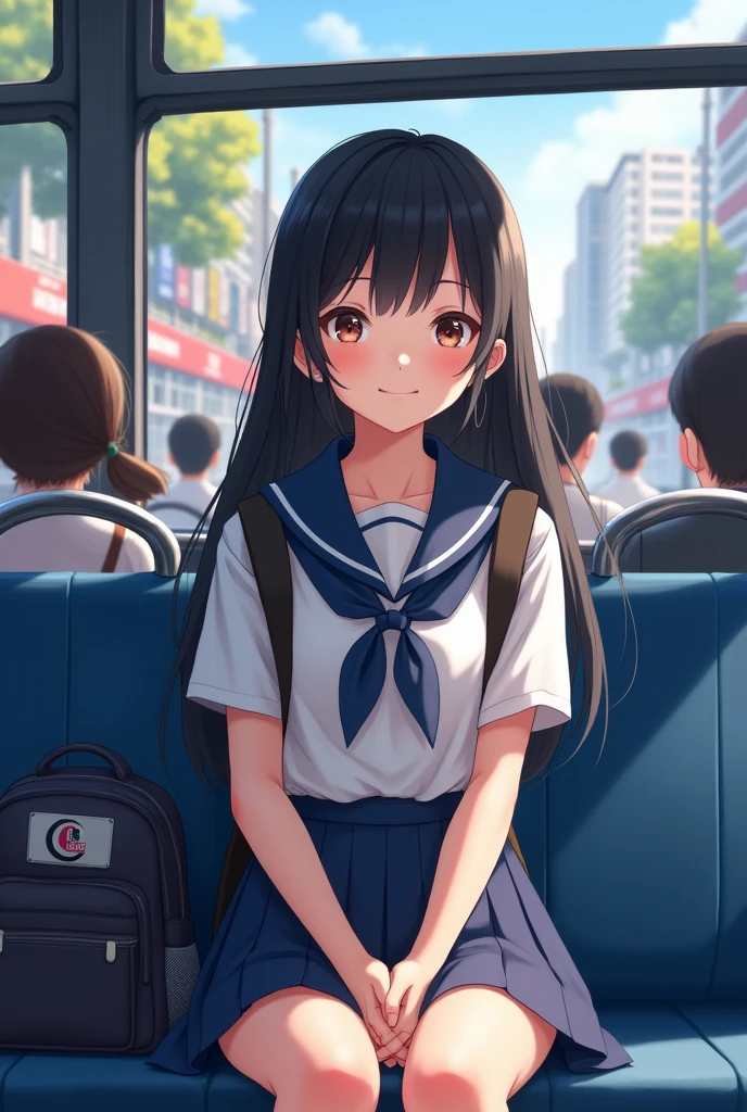 Korean girl go to school by bus
She is so pretty