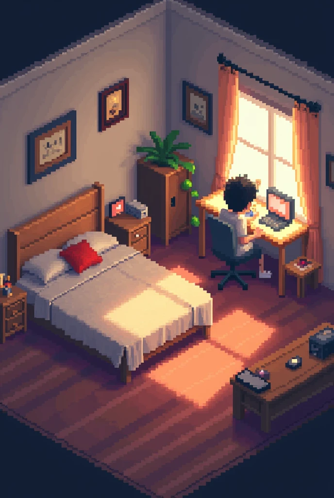 Pixelated art bedroom