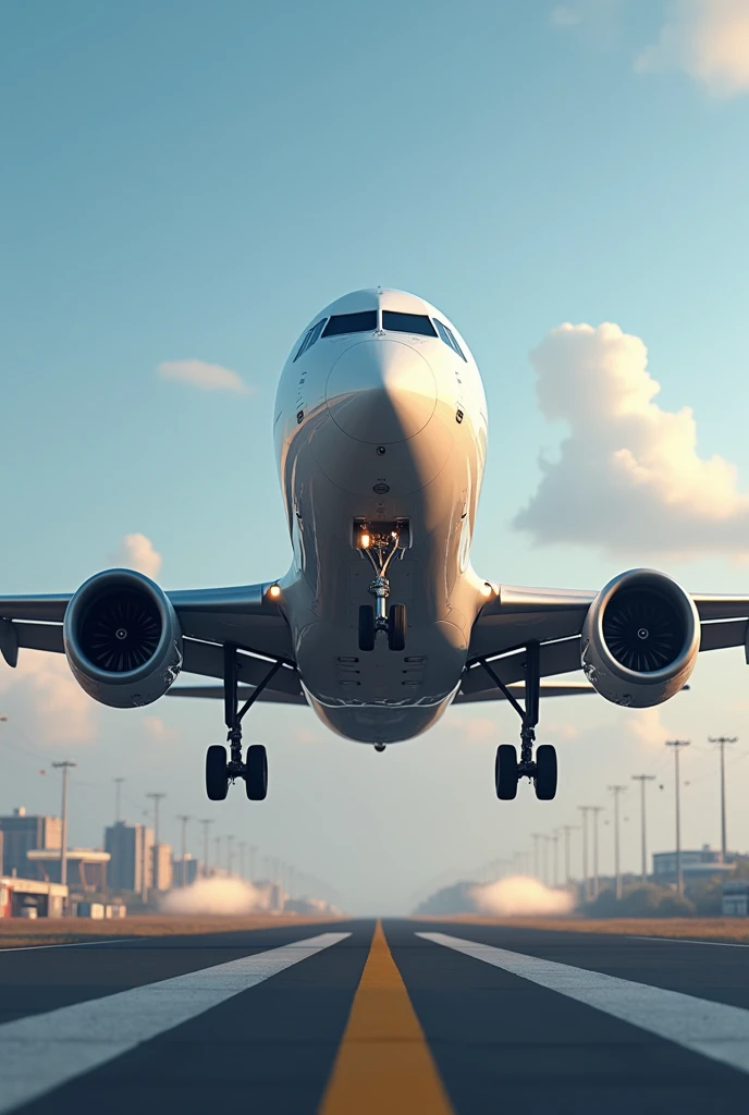 A plane is taking off where runway is visible and tires are visible from a side angle