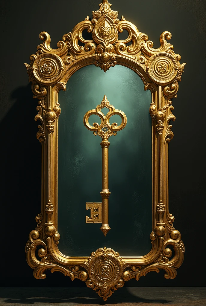 Design of a Soul Echo Key - **ability:** Allows the user to hear and manipulate the memories and emotions of others through the echo of their souls.
   - **Representation:** An antique mirror reflecting shadows of past figures.
 The key has to be a golden color.
