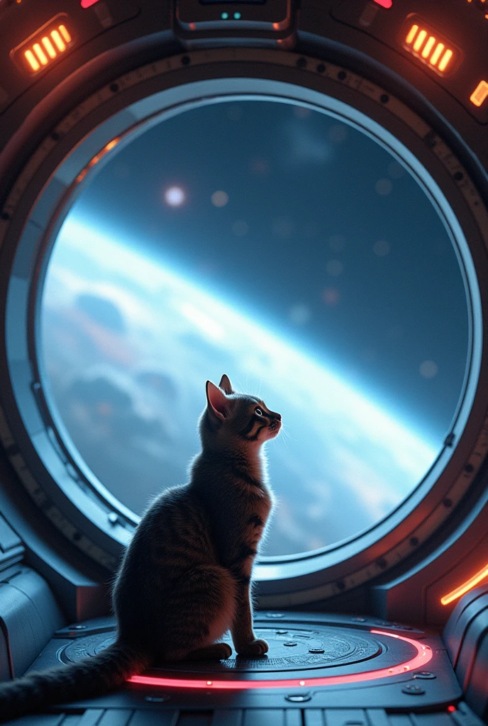  space picture a cat in spaceship 
