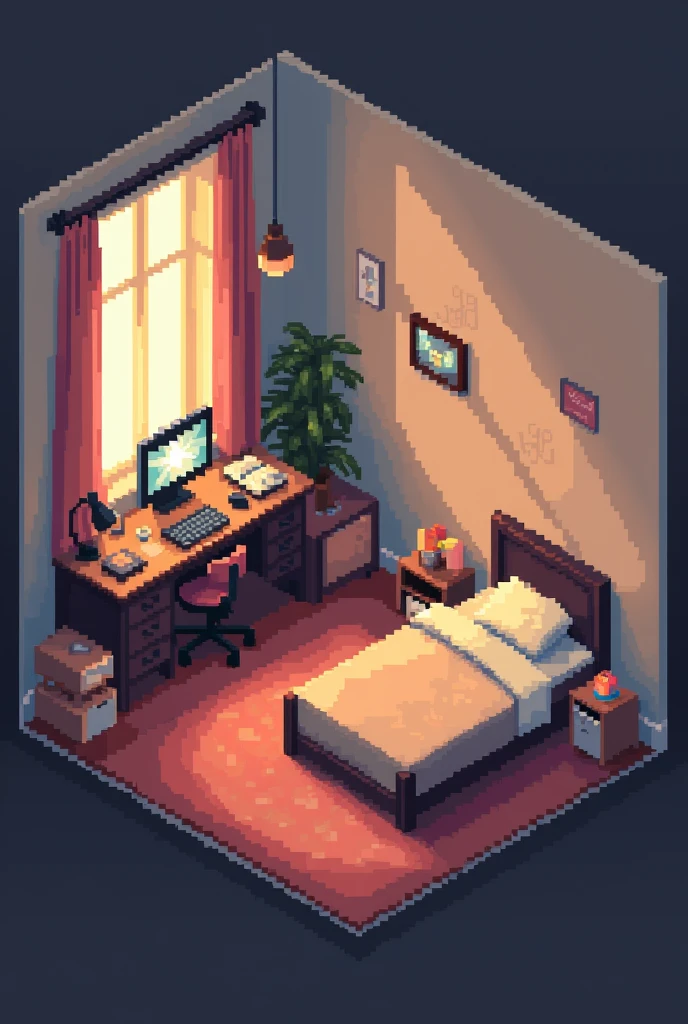 Pixelated art bedroom