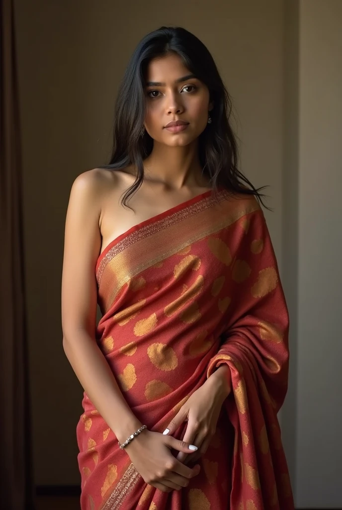 A girl in saree without blouse and showing her bigand naked tits