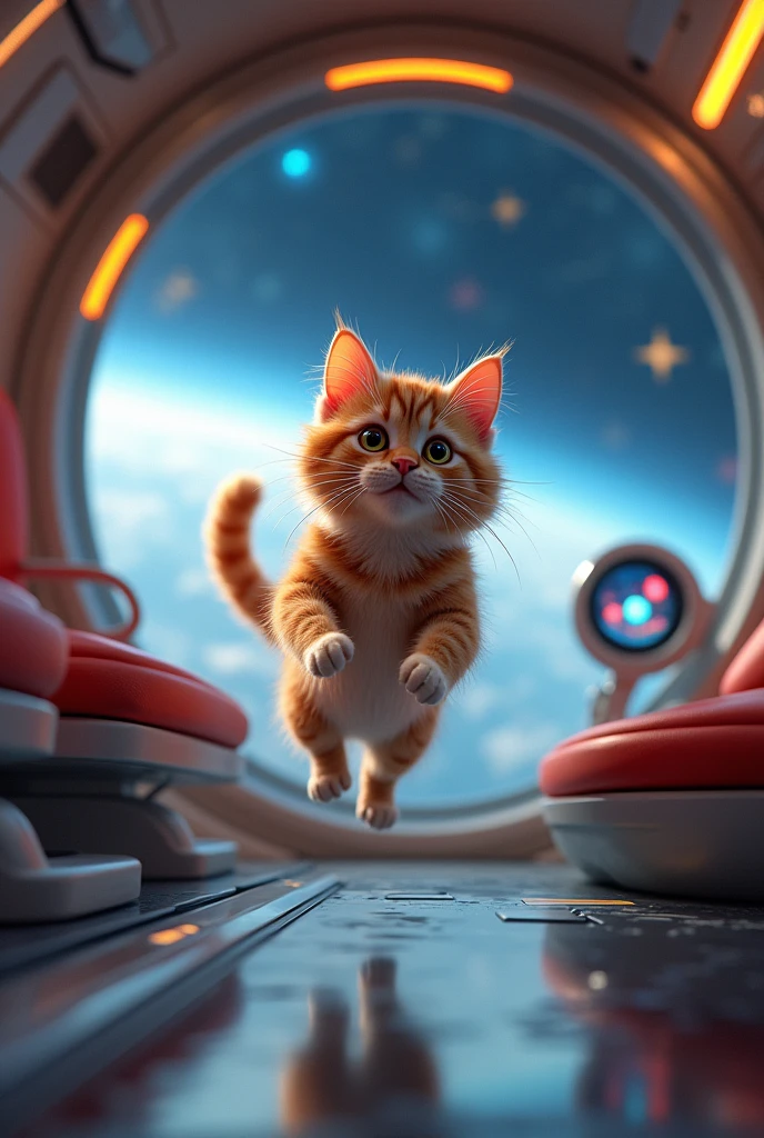 space picture a cat in spaceship really stick 
