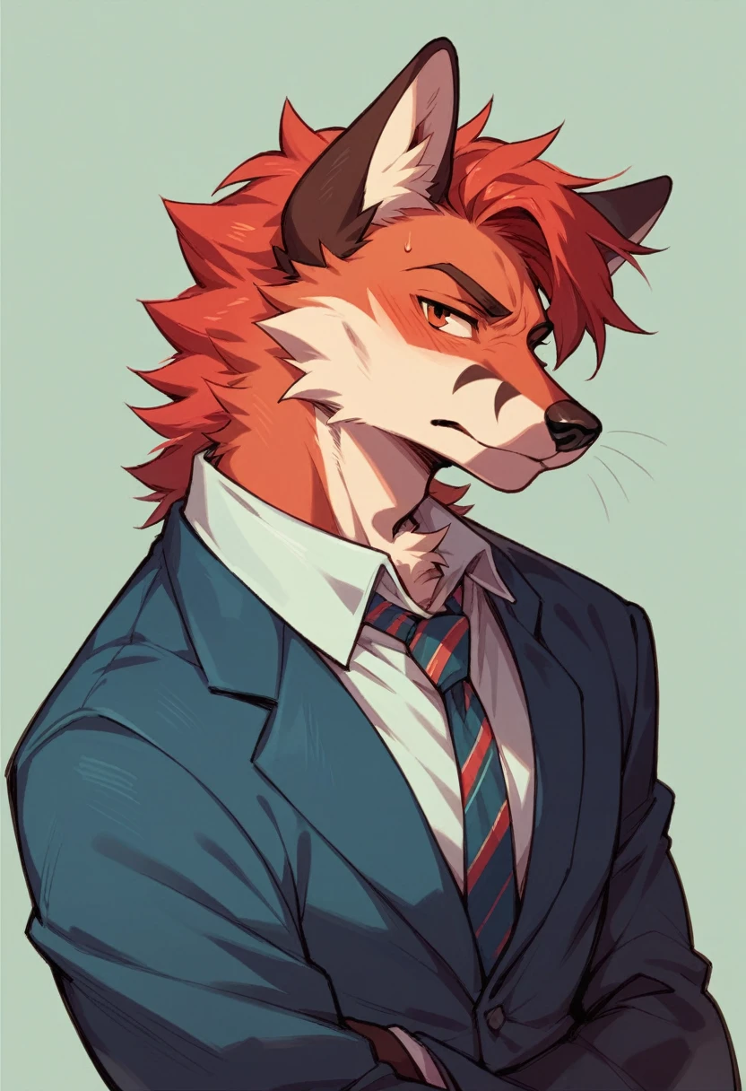Solo male , furry,red fox ,red hair,muscly,History teacher,School