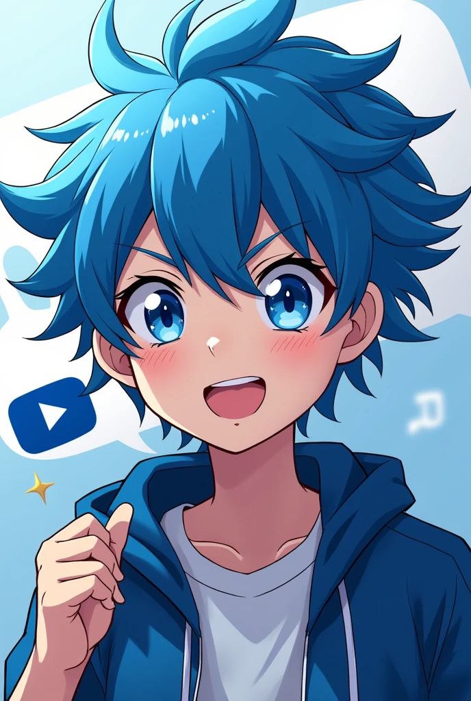 MAKE A ANIME CHARACTER A BOY ATTITUDE BOY YOUTUBE LOGO WITHOUT TEXT IMAGE COLOUR BLUE