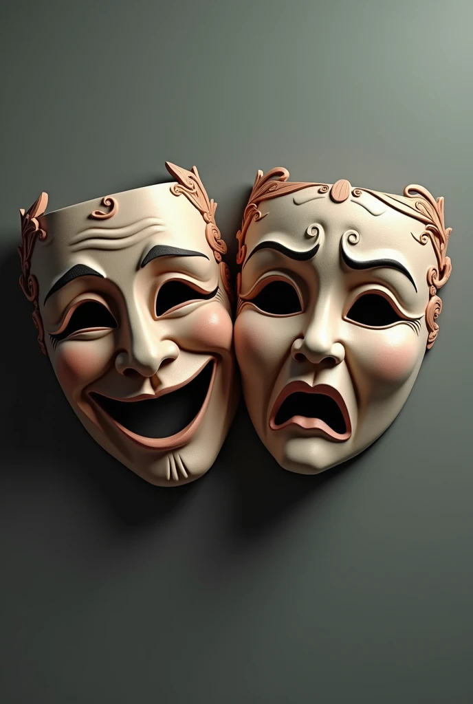 Realistic happy and sad theater mask
