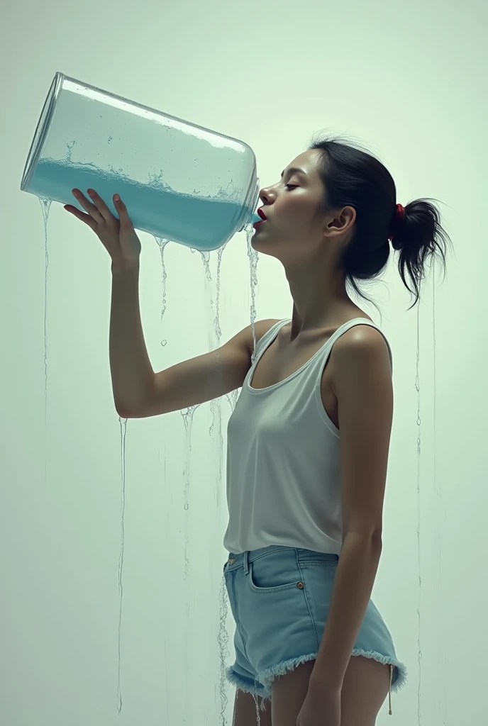 She drank 100 liters of water.