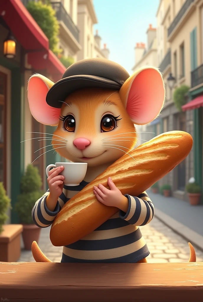 French mouse with baguette
