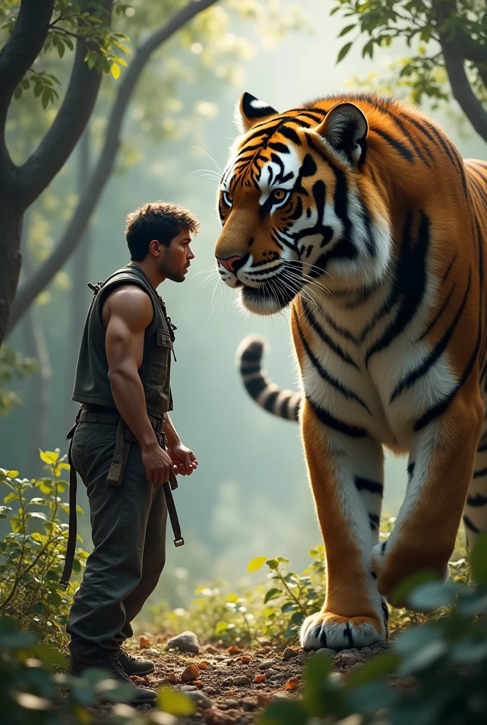 Yalk and the tiger are standing in front of each other