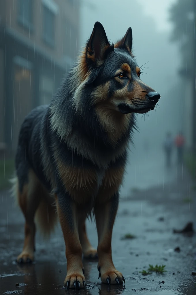 dog in the rain 