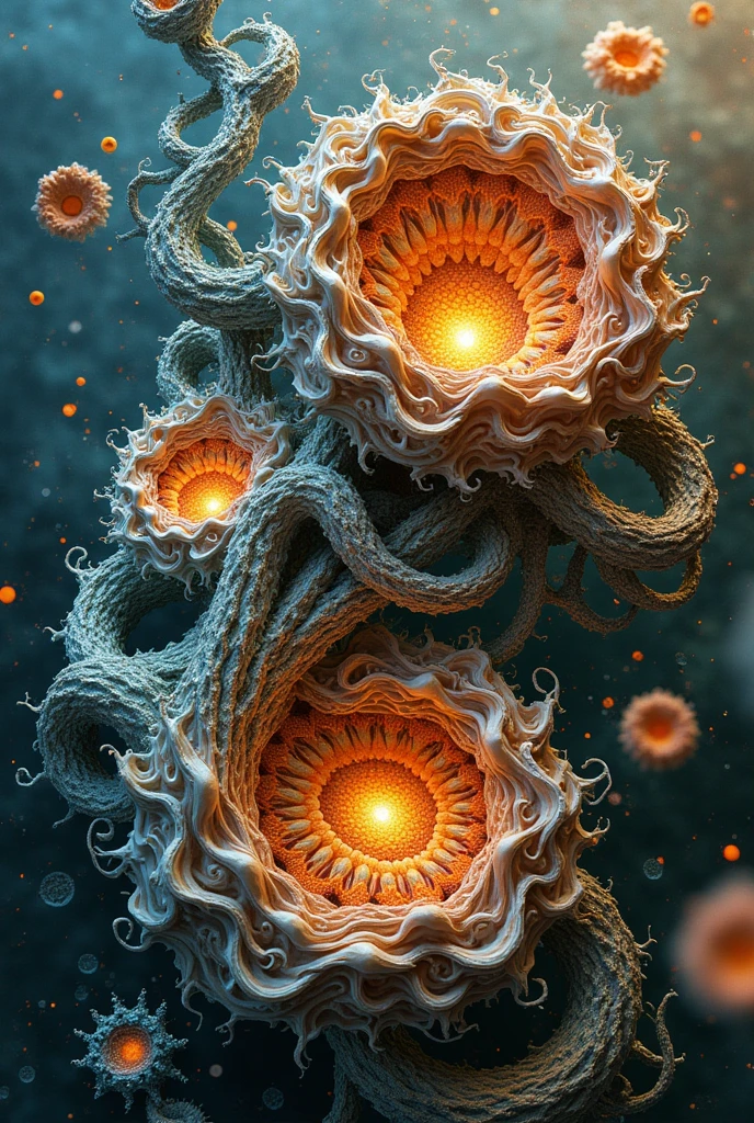 3d fractals in van gogh and ersnt haeckel style
