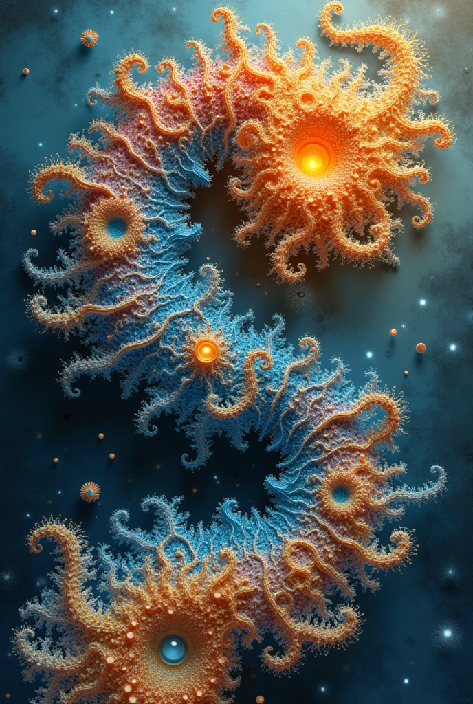 3d fractals in van gogh and ersnt haeckel style