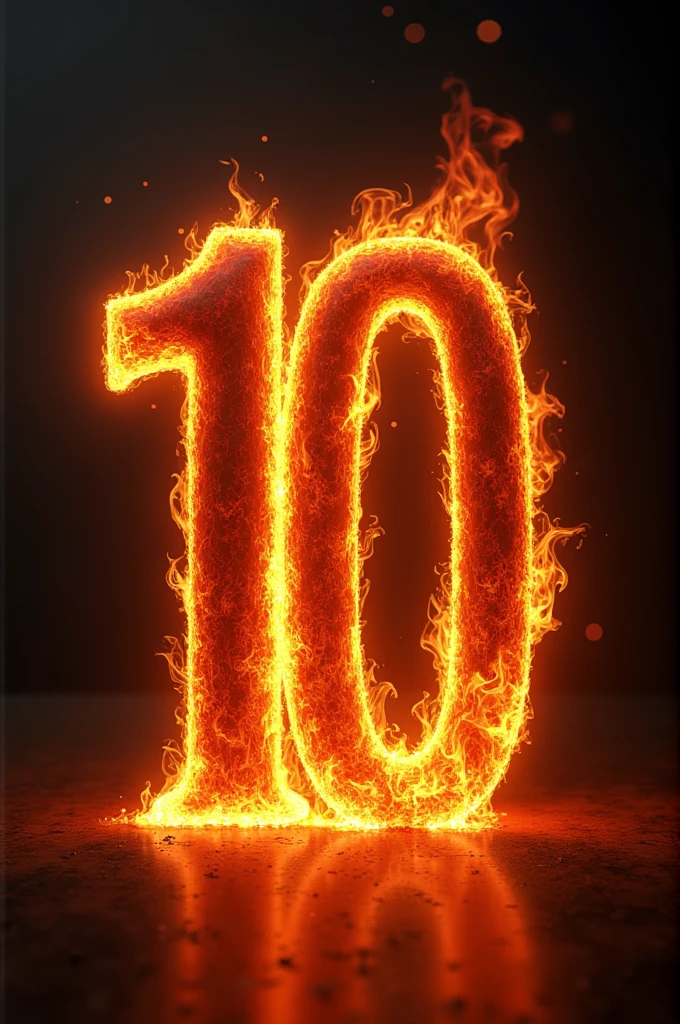 Create an image where you can see the numbers 1 to 10 in fire style 
