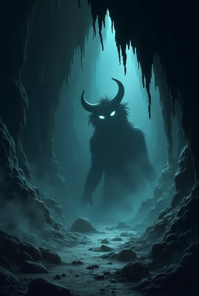 generates an image in an animated dark cave