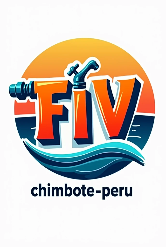 A logo of a gas station called FIV, with capital letters, using bright colors and its location Chimbote-Peru, You can put drawings like something allusive to a faucet, Try to make everything go in a circle and underneath say Chimbote-Peru, other colors other