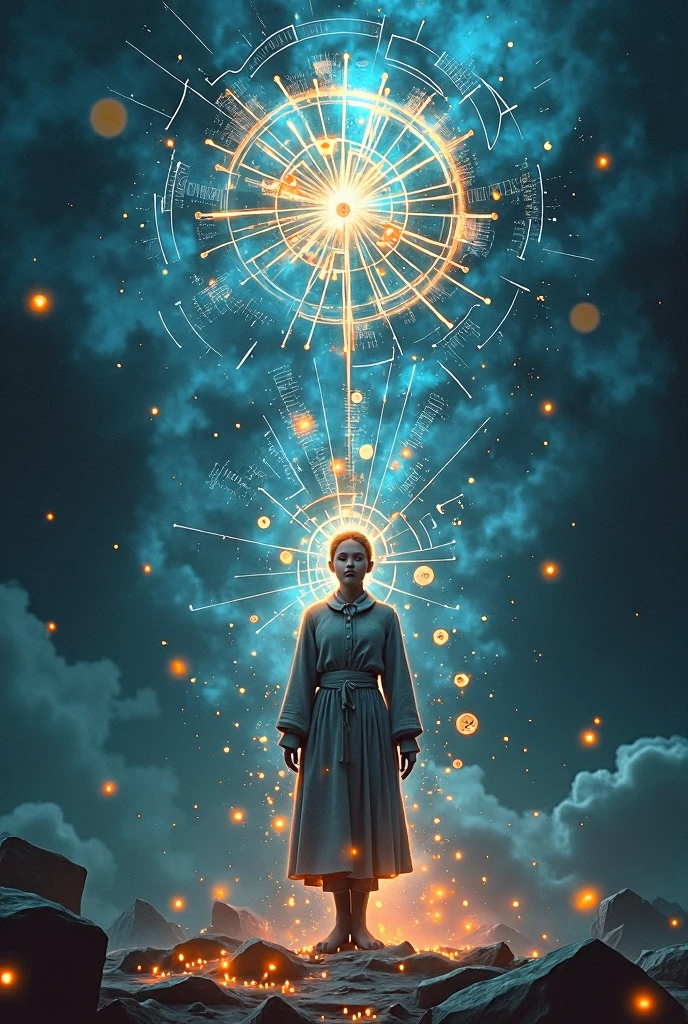 Generate a image that depicts the words mind, math , communication clearly it should be attractive, magical and amazing