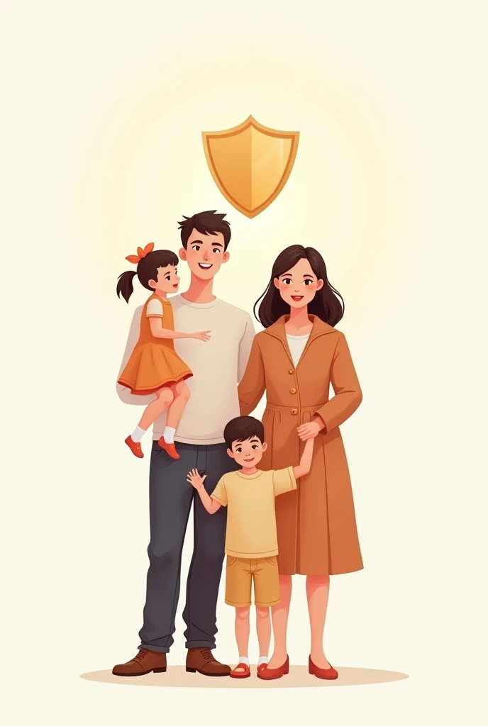 Simple clean image of family with a protective sheild icon.