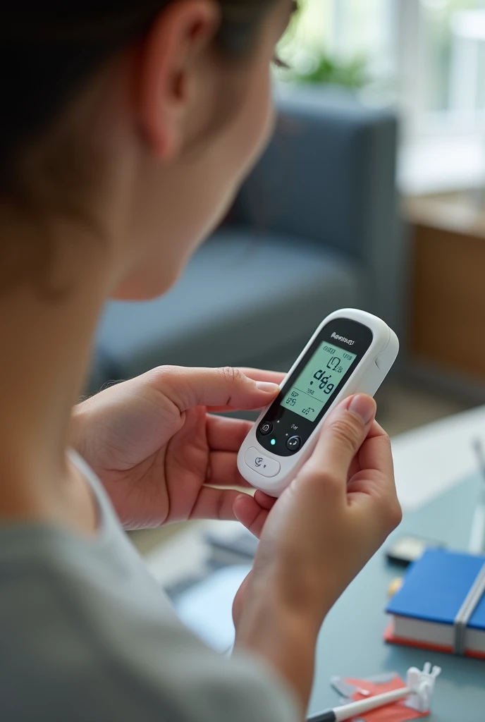 Glucometer in use
