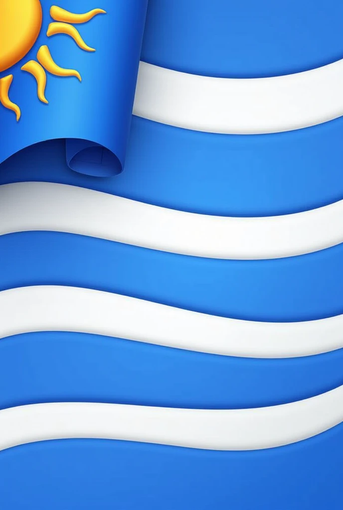 flag with rolled up sun in the corner and with background WITH ONLY blue and white stripes
