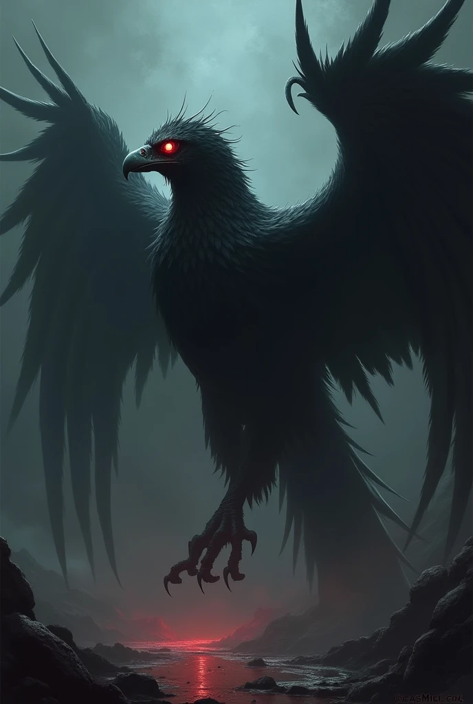Spawns a terrifying demonic giant eagle with long pointed tail with night background