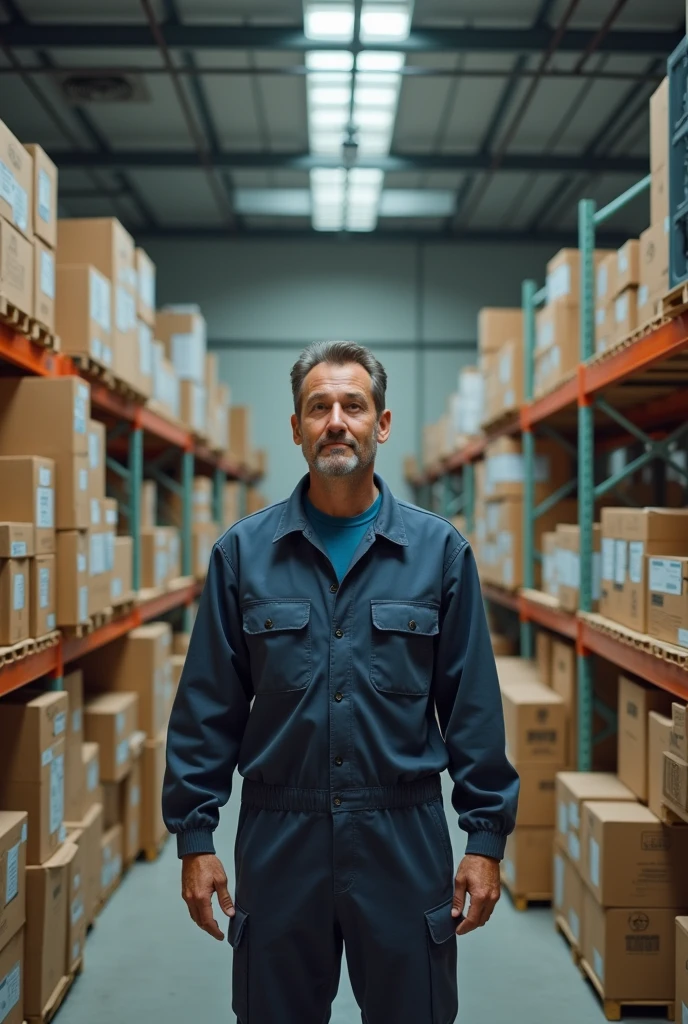 background with boxes of merchandise.Electrical Engineer Man Series Workwear Factory Euro pack
