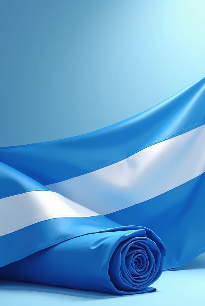 rolled up flag in the corner and with a background with ONLY blue and white stripes