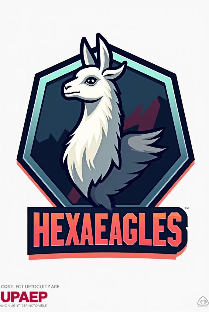 Logo for UPAEP team for a hexapod contest the llama team "HexaEagles" with the upaep logo in red and white