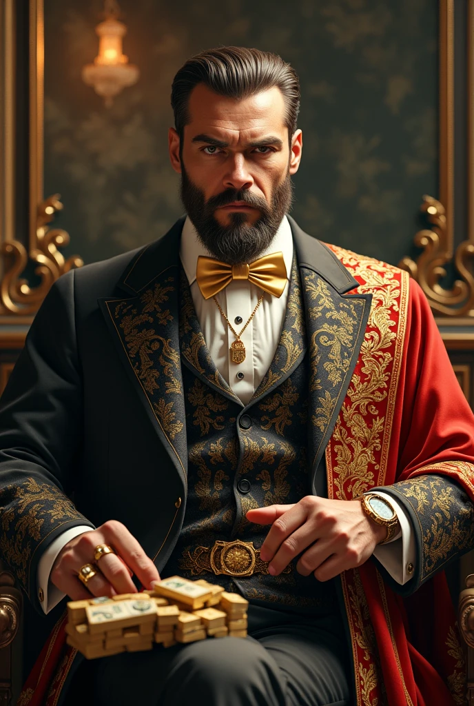man with money and gold
