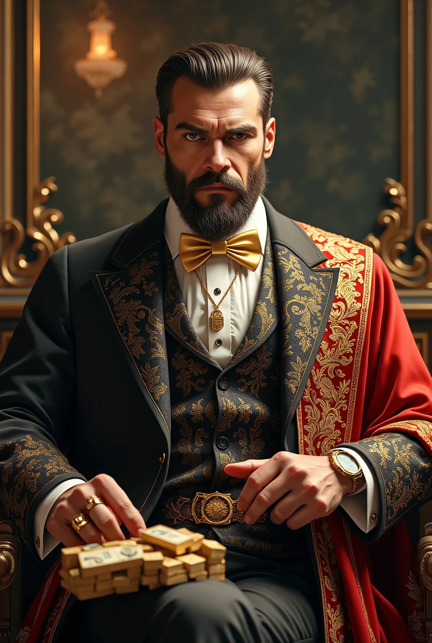 man with money and gold