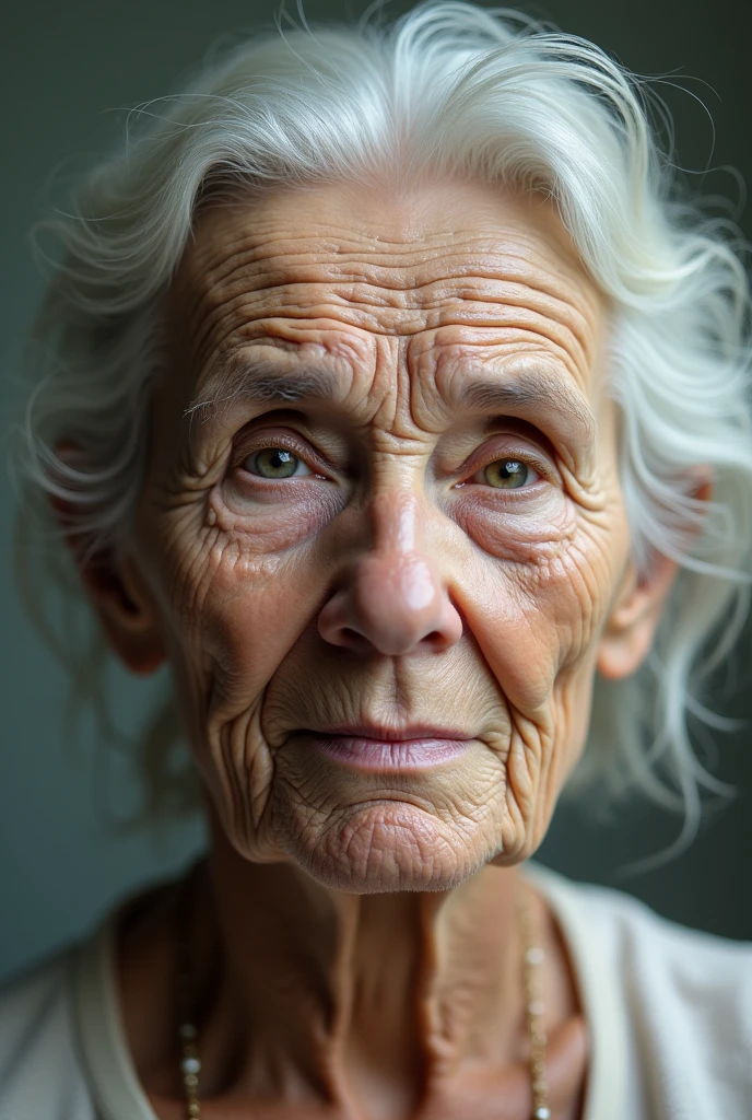 a woman with wrinkled skin and the other half with beautiful, smooth skin
