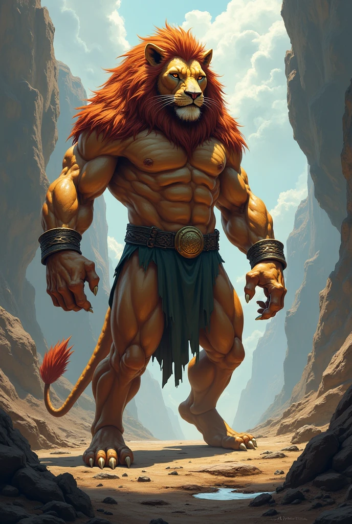 Man and lion fusion 