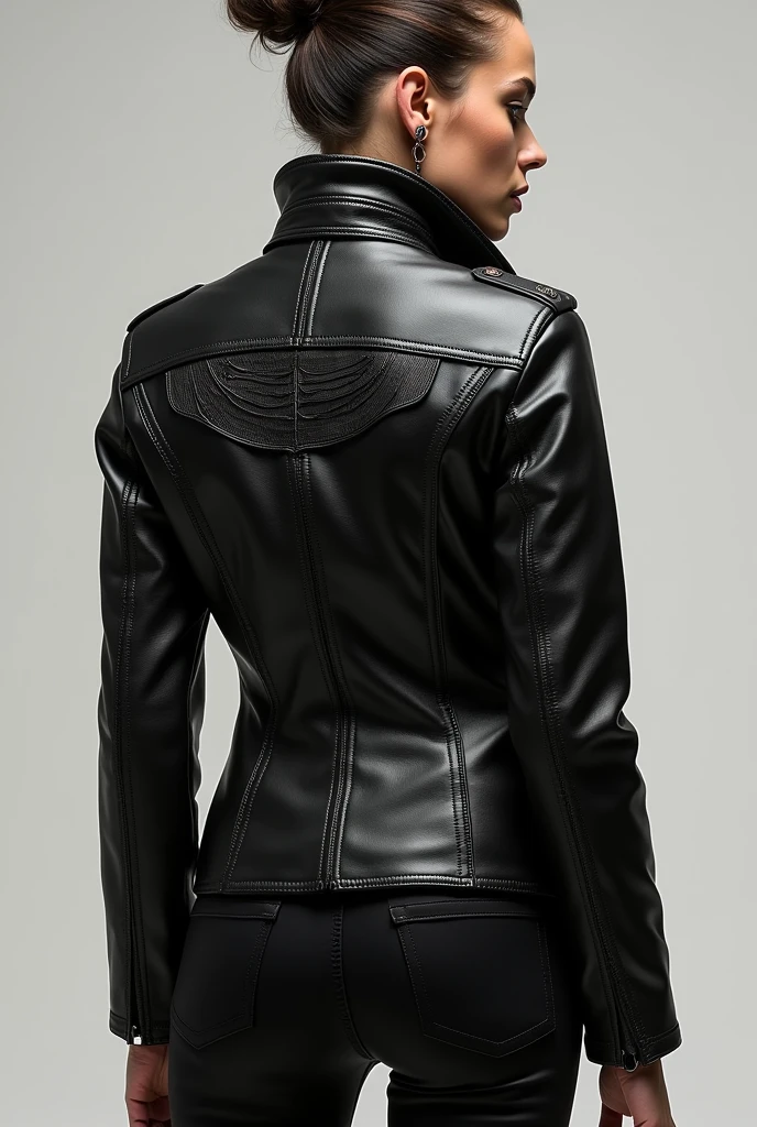 Make a new leather jacket design for me front or back

