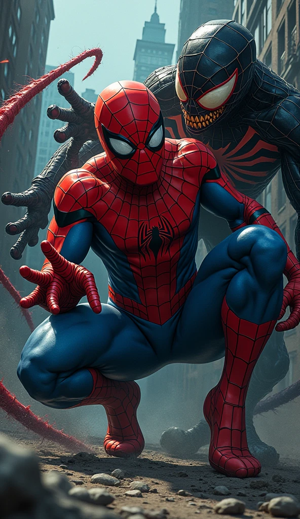 Spider-Man fights with every fiber of his being, trying to maintain control as the creature feeds his darkest doubts and fears. Symbiosis leaves the body, Retro comic style artwork, perfect composition,hyperrealistic,super detailed,high quality,sharp focus,studio photo,intricate details,highly detailed