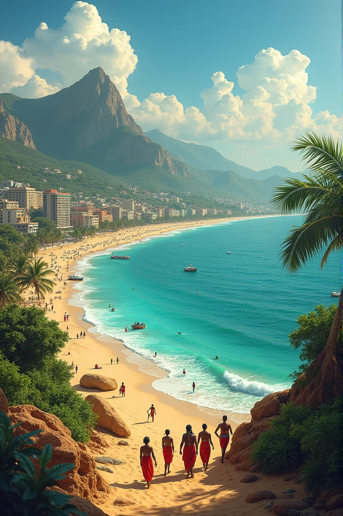 Create several photos representing a clean, united Africa with beautiful beaches and several attractions without colonial oppression.