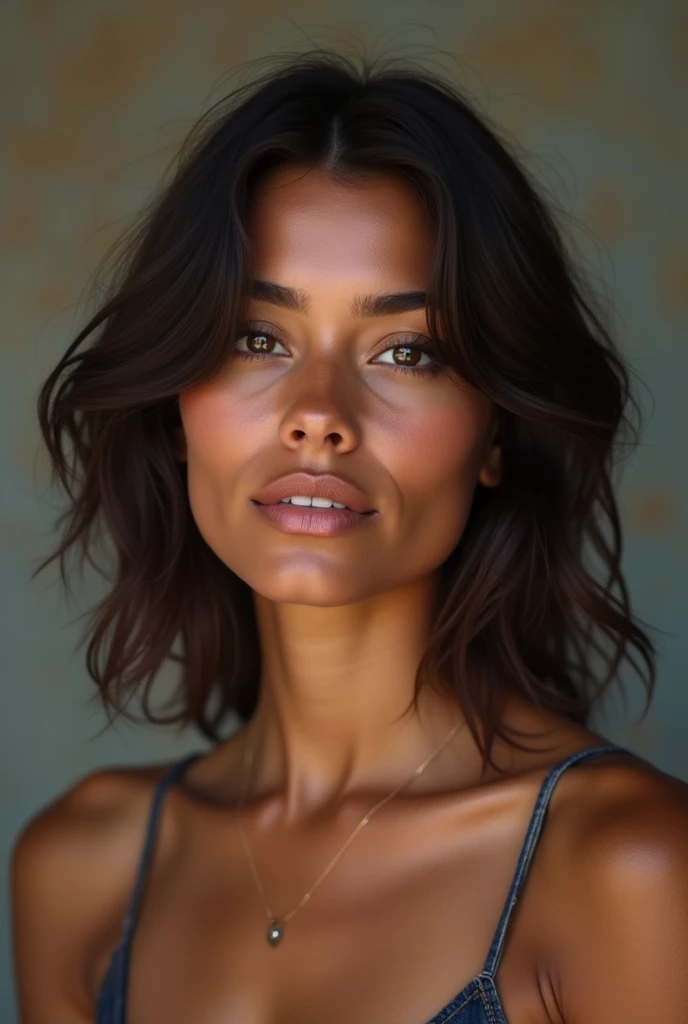 Créer une scène réaliste de style 4k d'une belle femme de 20 ans, avoir hâte de, visage sérieux mais élégant, peau bronzée couleur brune, forme du visage ovale, slightly with dark circles and Légèrement tombant upper eyelid, nez large, punta de la nariz Légèrement tombant, rides nasogéniales légèrement marquées, lèvres épaisses comme une femme noire, coin de la bouche ,Légèrement tombant, seins naturels extrêmement petits, photo du corps entier, taille de 167 cm, avec des vêtements décontractés, rue dans la ville de Quito en Équateur, (Peau très détaillée:1.2), 8K HD, Reflex numérique, éclairage doux, Haute qualité, grain de film, Fujifilm XT3