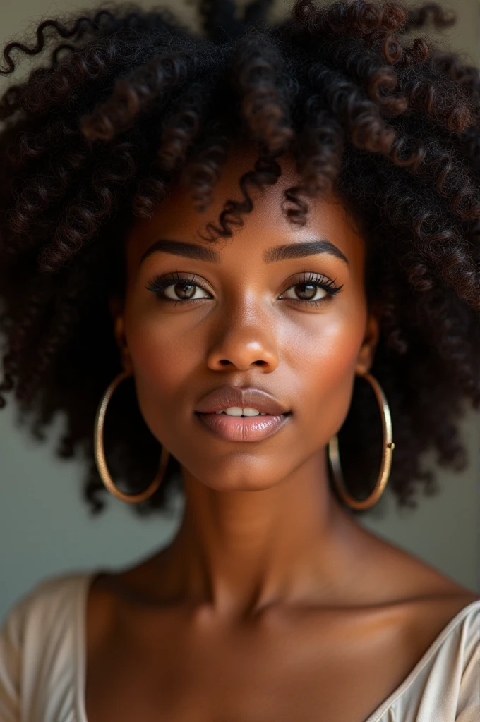 young black woman with curly hair