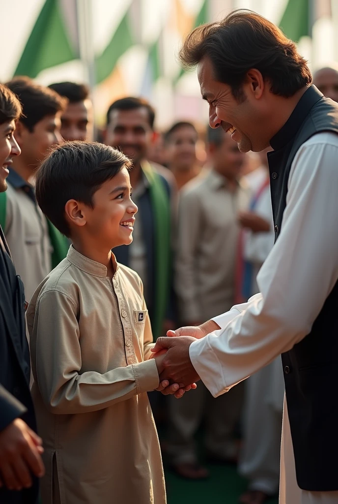 Pakistani boy hand shake with imran khan