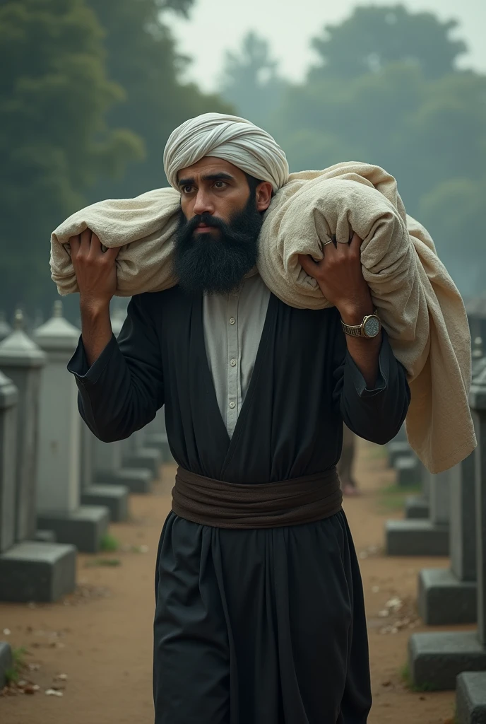 Muslim carrying a dead person to the grave