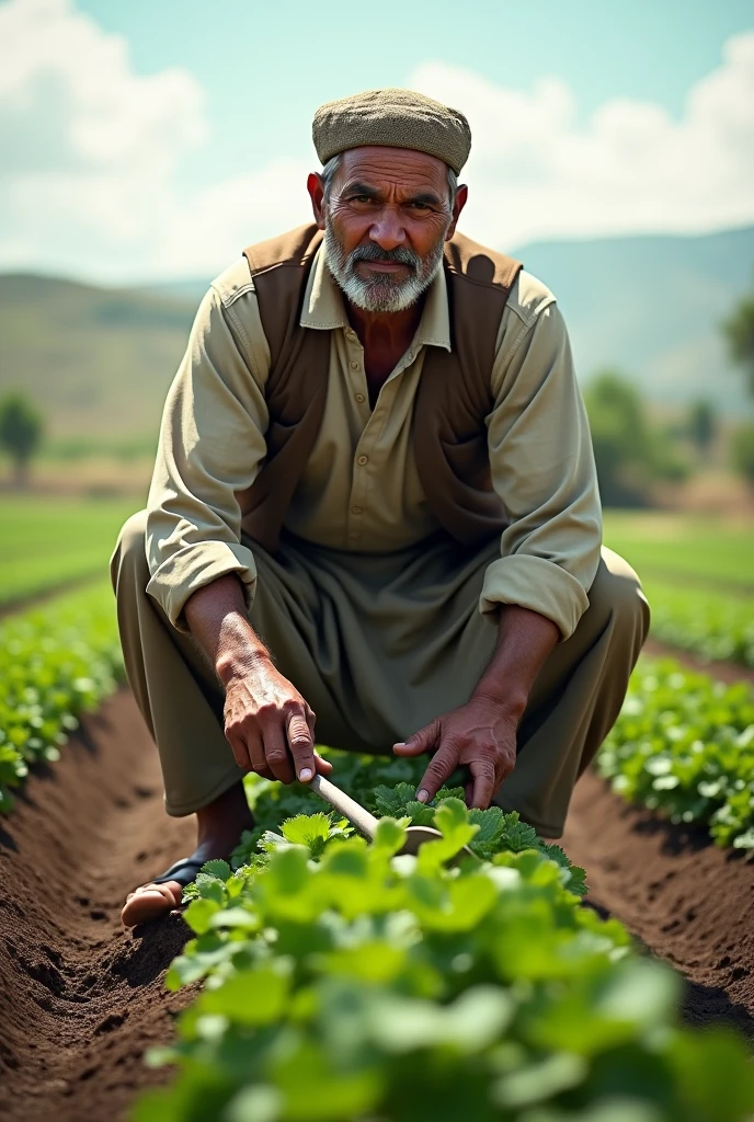 Pakistani man work in field